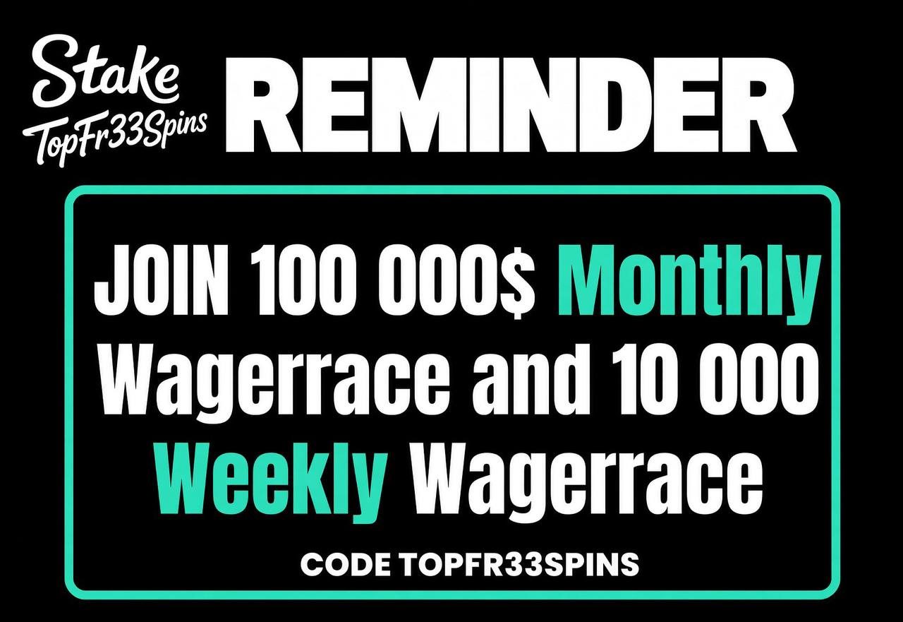 Stake bonus code TOPFR33SPINS: join the $100,000 monthly wager race and $10,000 weekly wager race